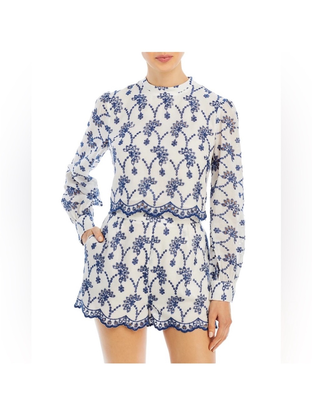Aqua women’s embroidered short set